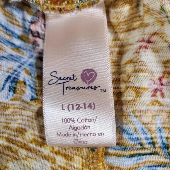 Secret Treasures Sleep Shorts Large 12/14 Tiger Floral Yellow - Picture 3 of 4